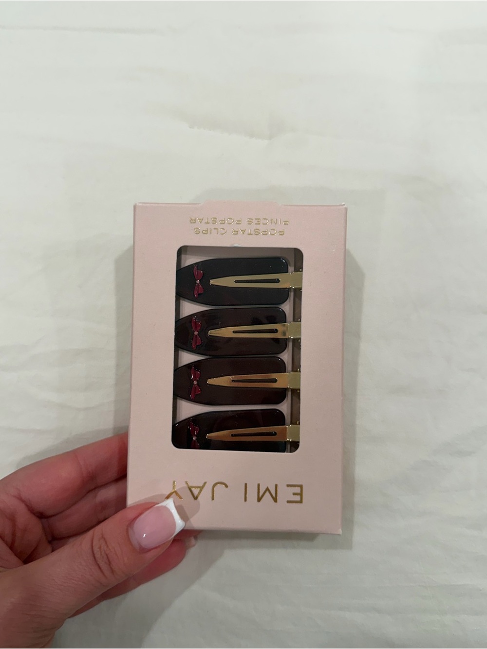 Emi Jay Black & Gold Hair Clip Set with Pink Bow Accents